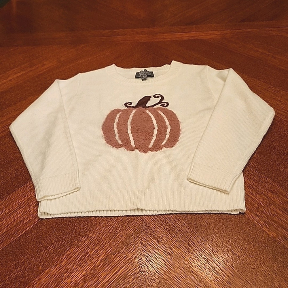 Berkley Jensen White 3T Long Sleeve Pink Pumpkin Sweater A1
